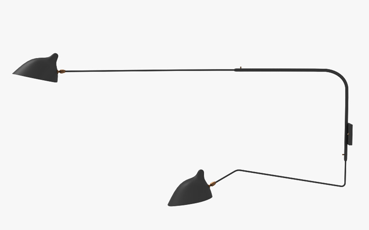 3 Arm Straight Wall Lamp by Serge Mouille Wall Lamps 3 Arm Straight Wall Lamp by Serge Mouille Wall Lamps